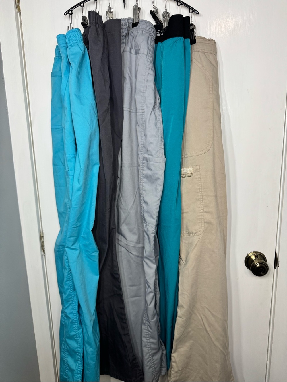 Cherokee Women's scrub Pants in Teal, Light Blue, Gray, Black, and Khaki